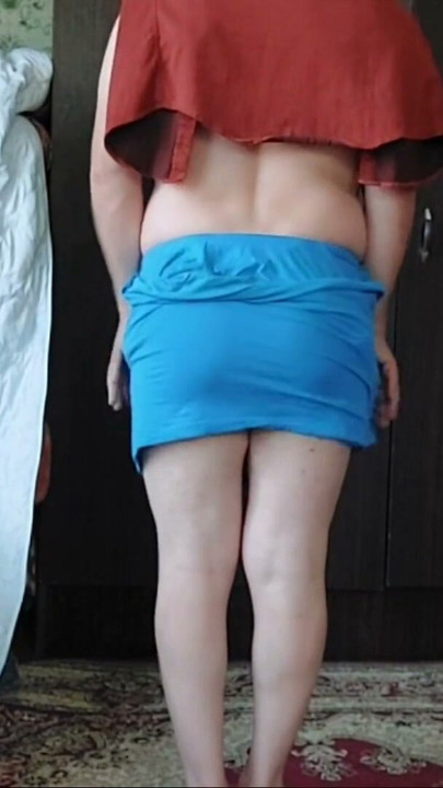 Boy to girl shemale blue skirt white legs | Clip 2