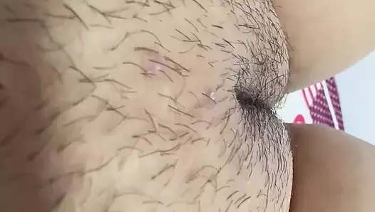 Mother masturbates her big hairy and pink pussy very delicious