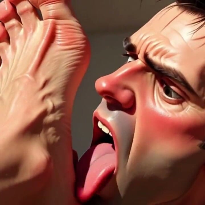 Submissive Foot Slave Licking Big Feet