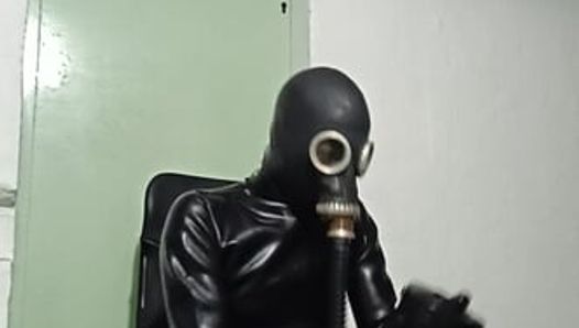 Latex Catsuit 0.8 mm, Gas Mask