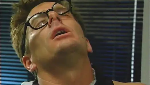 Threesome - Two Blonde Sisters Share a Big Cock in the Office