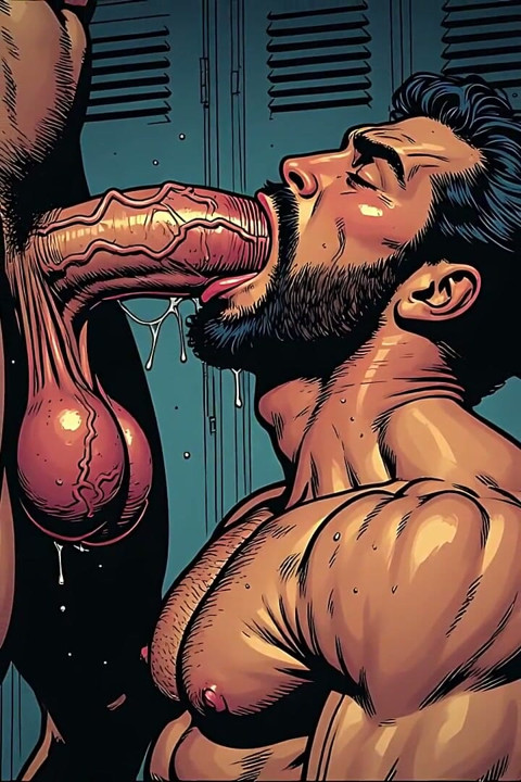 Erotic Locker Room Blowjob Art