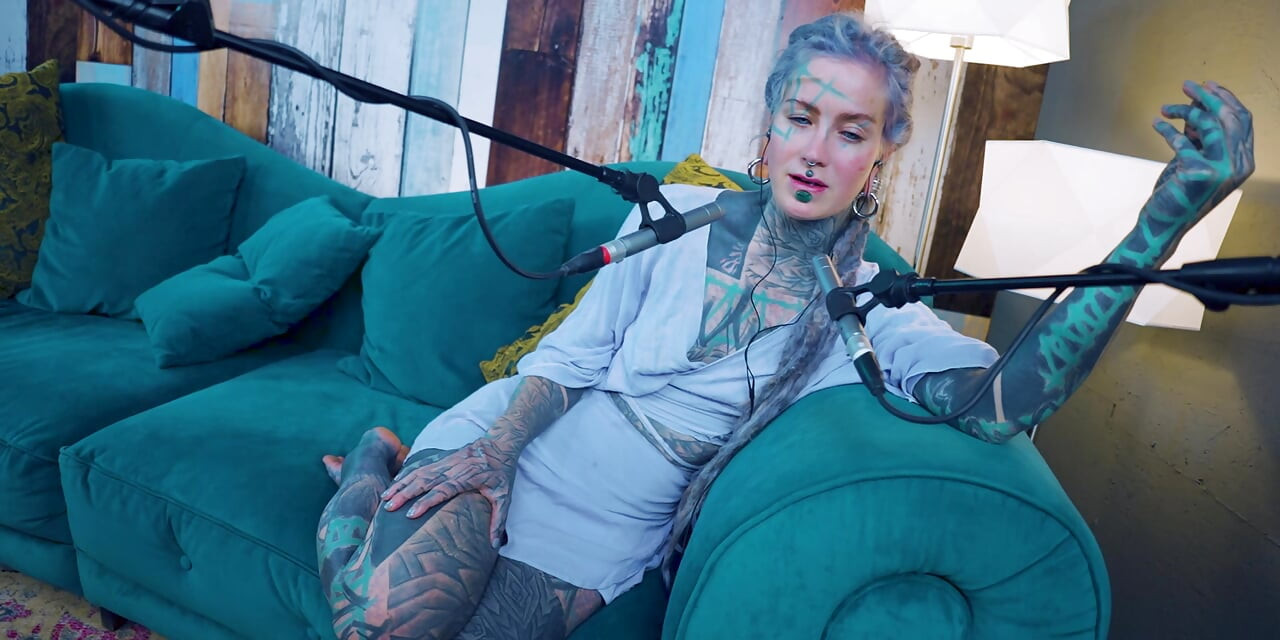 I talk about F - Fear - ASMR podcast SFW talking goth skinny girl dreadlocks tattoo model inked girl
