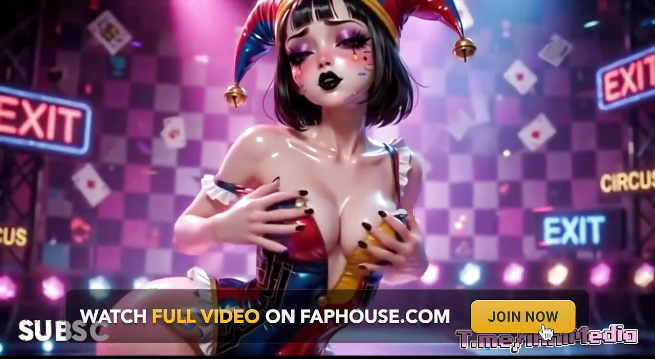 Clown Girl Covered in Thick Cum - Ahegao & Tit Play Compilation
