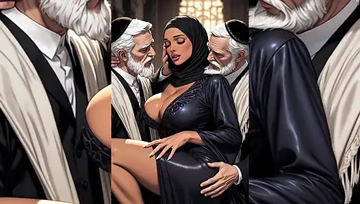 Tesettürlü Müslüman kızlar çirkin şişman edepsiz yaşlı erkekler tarafından aşağılanıyor ve perişan ediliyor - sıkılıyor, öpülüyor, sert sikiliyor bölüm 2