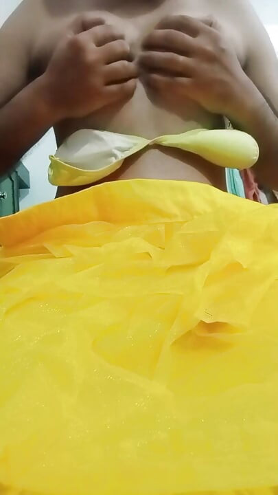 Indian Gay Crossdresser Gaurisissy XXX Sex in Yellow Lehenga