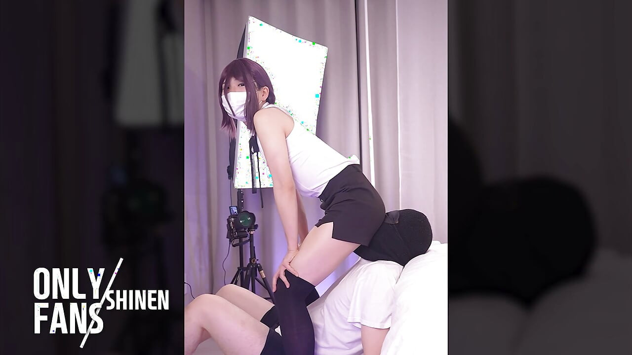 Cute Asian Femboy Reze Cosplayer from Chainsaw man does Face Sitting, Face Fuck and Ass worship