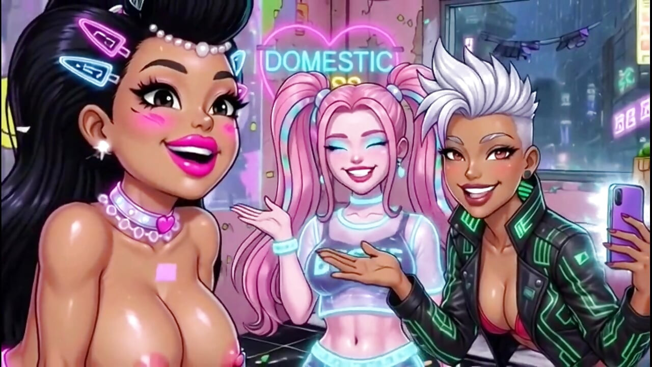 Funny Cartoon Girl Topless, Ai Animation