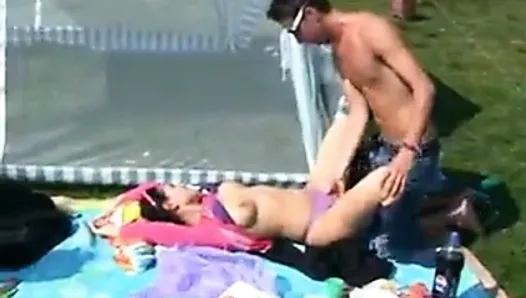 Titted student fucked on a picnic