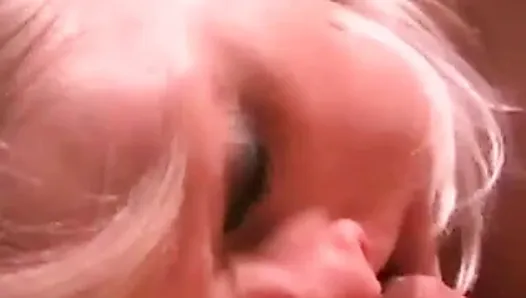 Blonde amateur girlfriend full blowjob with cum in mouth