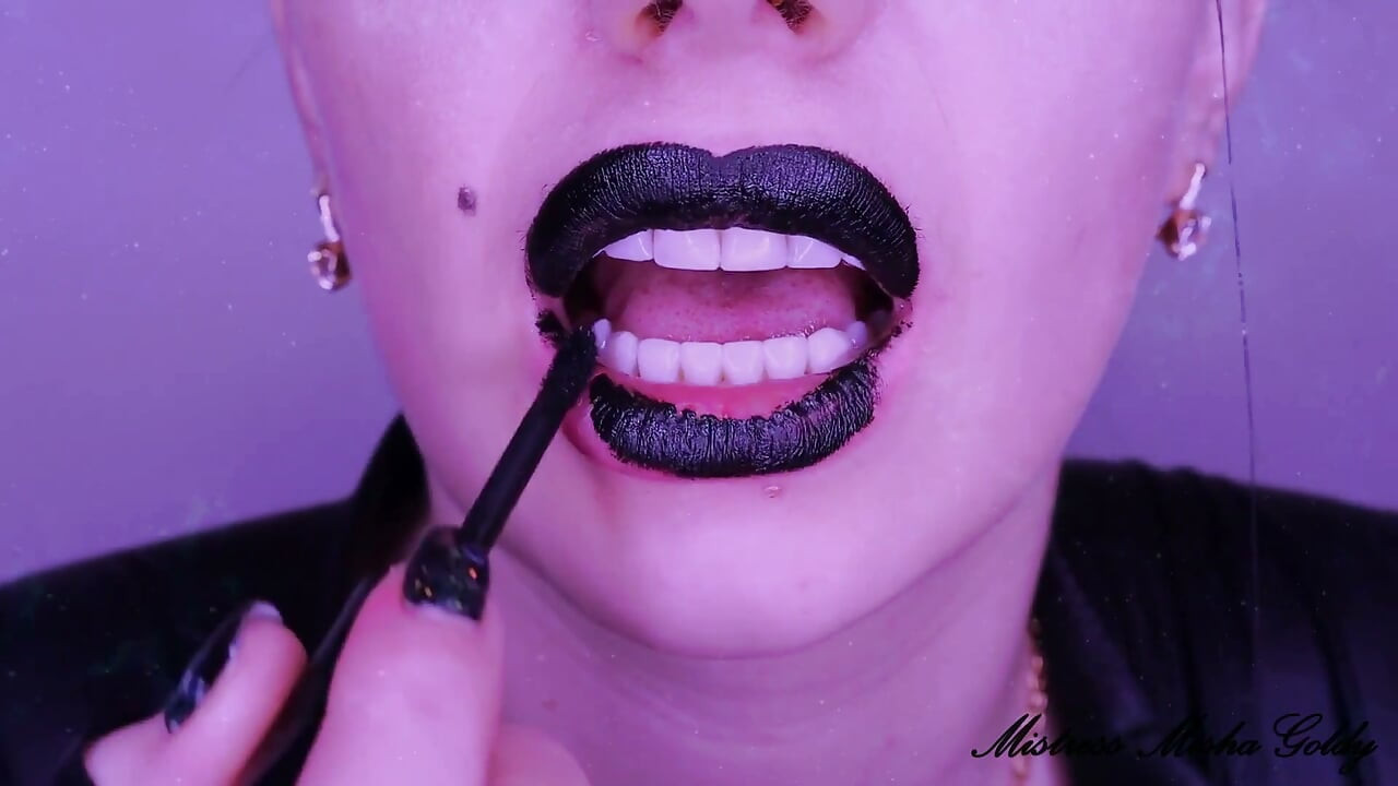 Glossy black lips get total control over you! Mesmerizing JOI