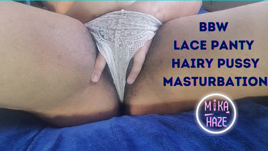 Hairy Pussy Lace Panty Masturbation, POV, Vibrator, Moaning Ebony BBW Amateur Goddess Mixed Race Student Up Close