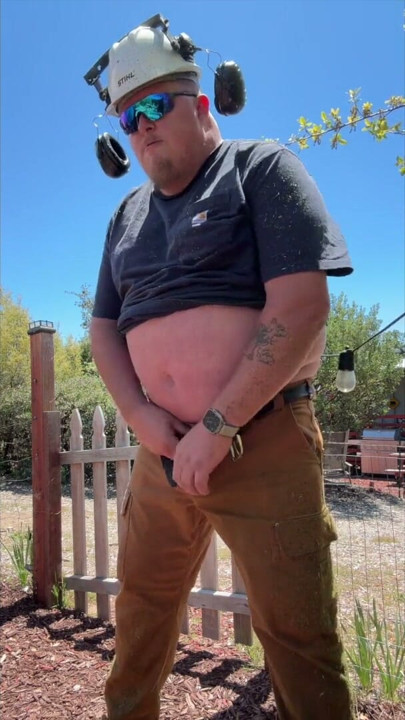 Blue Collar Daddy Yard Work Piss and Cum | Clip 1