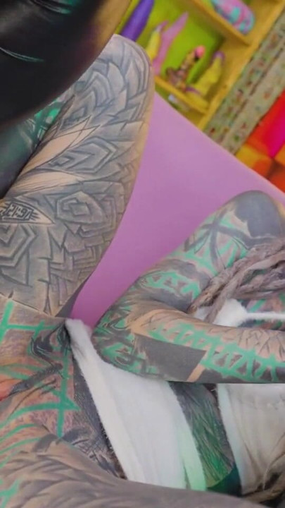 Tattoo ALTERNATIVE ANAL sluts share a black tattooed cock - ATM, deepthroat, facial | Clip 1