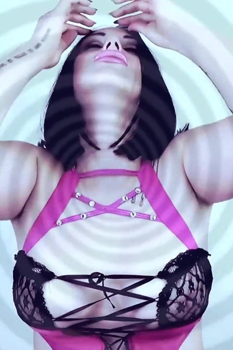 Glossy pink lips and big tits mesmerize with joi and cum countdown