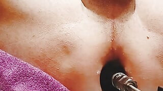Anal play for bbc dildo