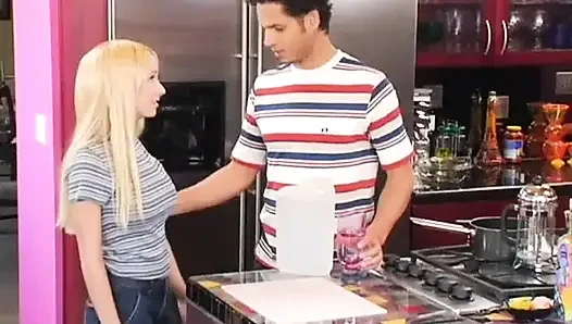 Sweet blonde teen rides big cock