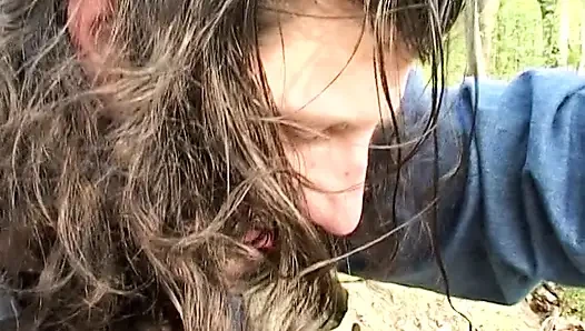 Andrea's Stepmom in the park make sex with young gays