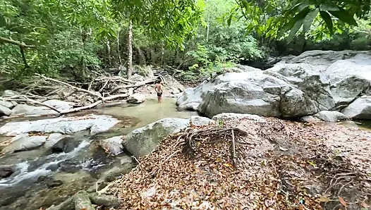 Her boyfriend wouldn't fuck her, so the bitch sought pleasure with a stranger at the river