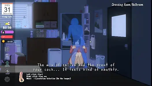 Хентай игра - хардкорная секс-сцена грудастой крошки с большими сиськами и крошкой с мясистой задницей зимой