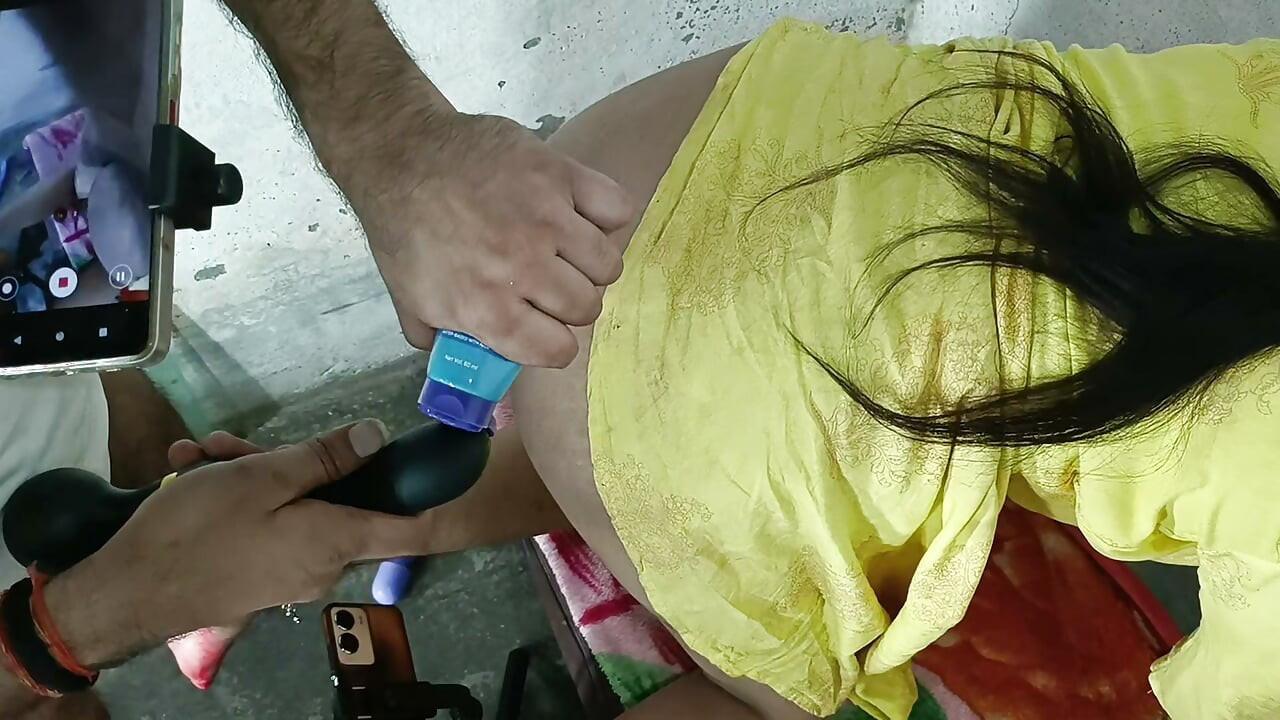 Double dildo in ass to fuck big ass Hindi audio doggy style anal