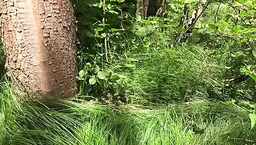 Matti shaved on the edge of the forest outside on the road, handjob to orgasm