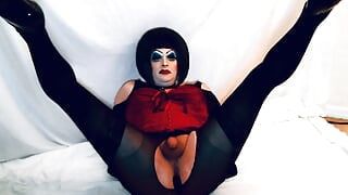 Sissy Drag Queen in Heavy Makeup Plays with Butt Plugs, ass to mouth