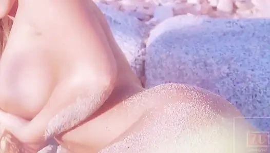 Ateşli sarışın henessy bikini plajda striptiz yapıyor