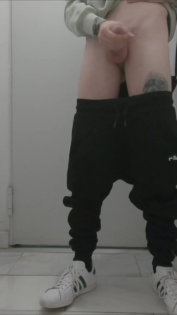 Iconic moment from "twink amateur guy in public show off cock walking by the street on city center"