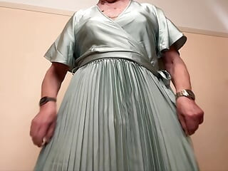 Enjoying wearing my pleated dress.