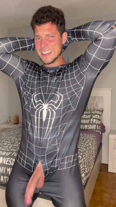 My Big Cock Cums With No Touch With Spiderman Suit