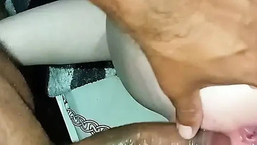 White ass opening her pink pussy to take cock