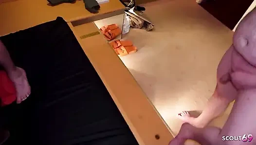 Amateur Gangbang by Old Guys for German Skinny Ebony Girl Lia Amalia with Bukkake