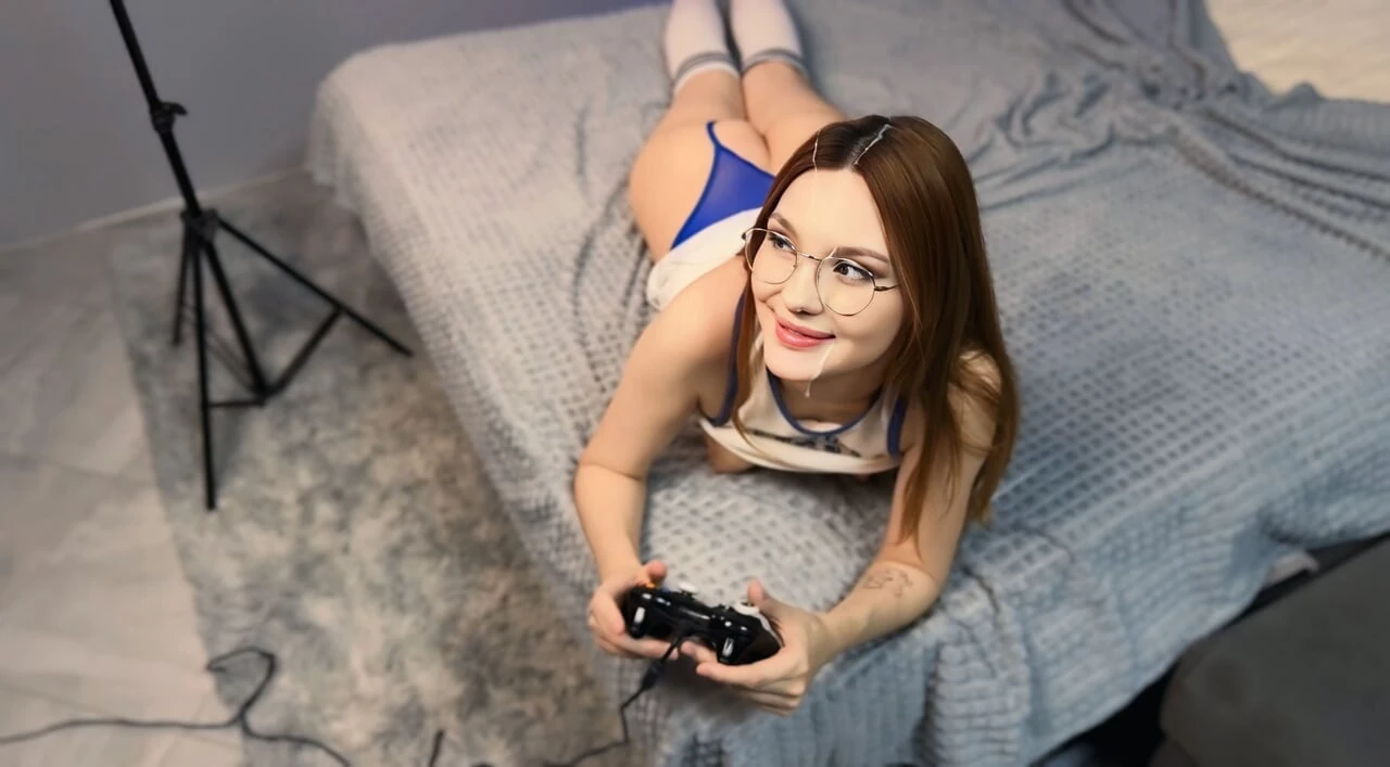 POV: Covered her face while she was playing the console