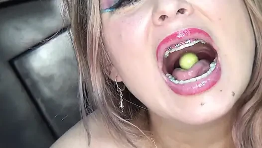 Impressive!! I Play and Swallow Huge Round Candies in the Shape of Melons