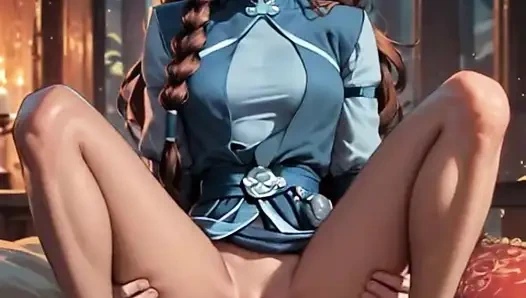 Katara с ее большими сиськами Аватара занимается диким сексом с мужем, красивое идеальное тело, хентай, аниме