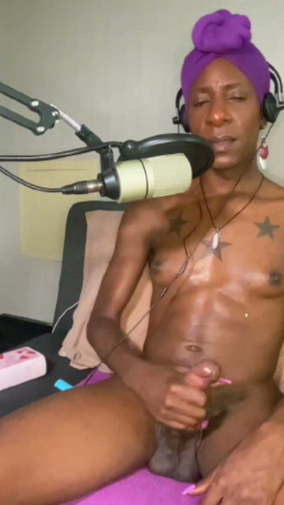 Ebony Transwoman Stroking to some Gay Porn | Clip 1