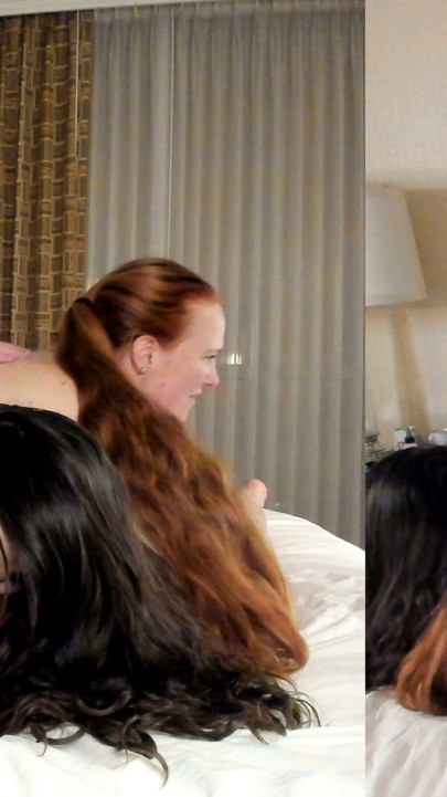 Hot Redhead Bent Over Sexy BBW By Husband And Fucked After BBW Rides Her With A 2 Sided Strapon | Clip 2