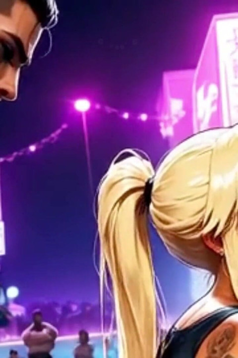 Young Blonde Slut Likes Double Penetration with Big-dicked Dark-haired Guys.