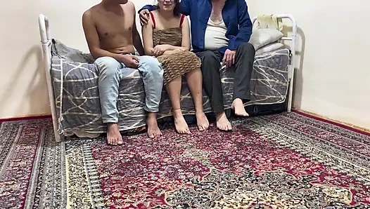 She fucked her young lover to the old man