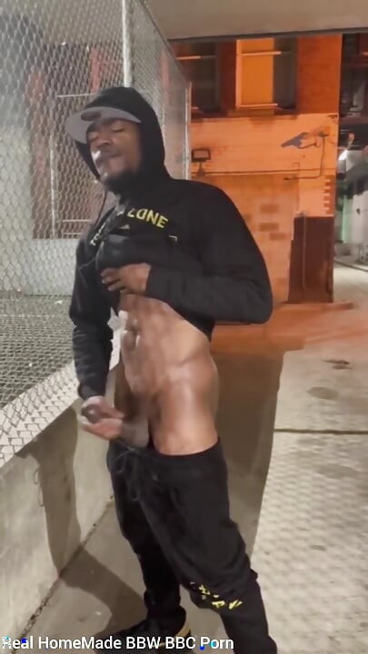 Outdoor Cumshot Stroking My Big Black Cock