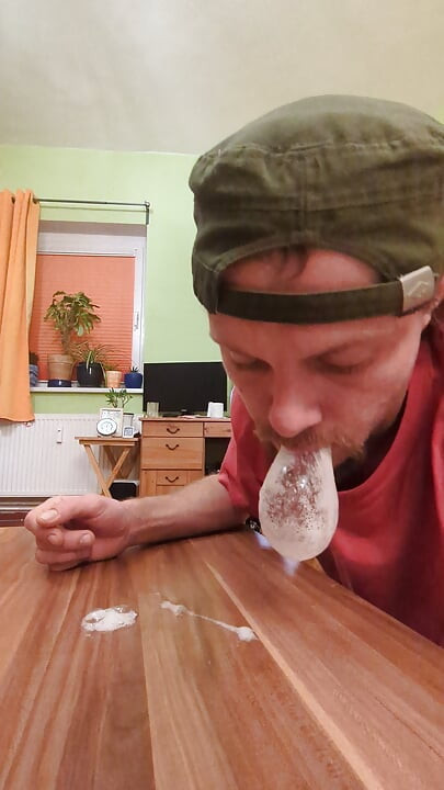 Throwing huge saliva bubbles