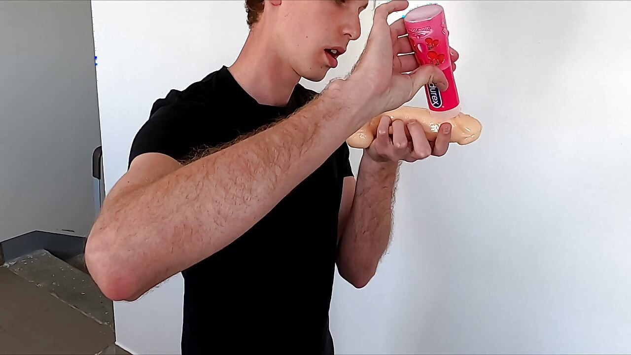 A Guy Fucked Himself in the Entryway with a Rubber Dildo