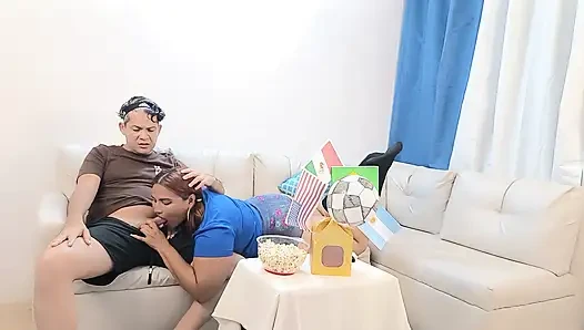 World Cup fever: BBW receives creampie to celebrate victory