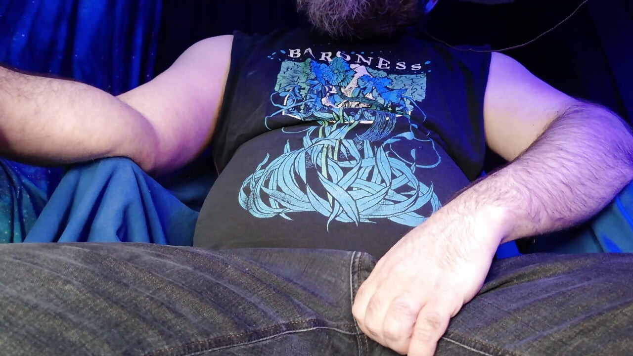 Daddy Rubbing Cock Though His Jeans