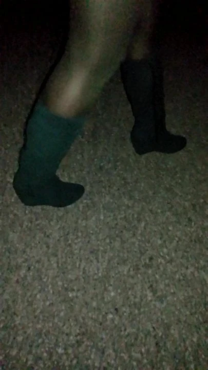 Walking in skirt and boots