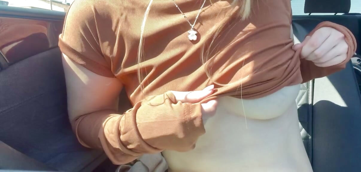Mila Public Flashing Natural Tits with Hard Nipple in Car in Spain