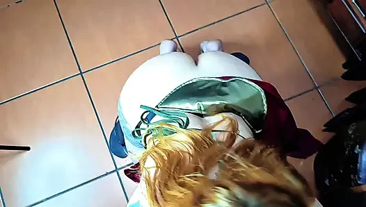 Blowjob, ass and a huge cumshot on the hottie's chest