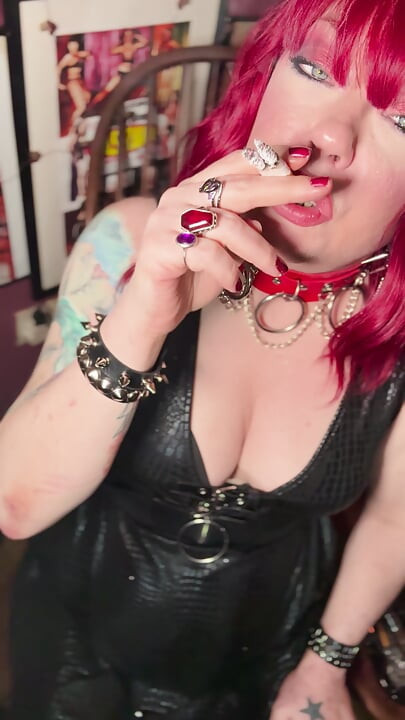 Goth Girl Tina Snua Joins 2 Cigarettes Together & Gives You A Smoke Show - Smoking Smoker