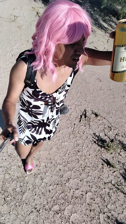 Cute Trans Barbie in New Pink Heels Goes for a Walk with Very Hot Ass and Cute Legs | Clip 1